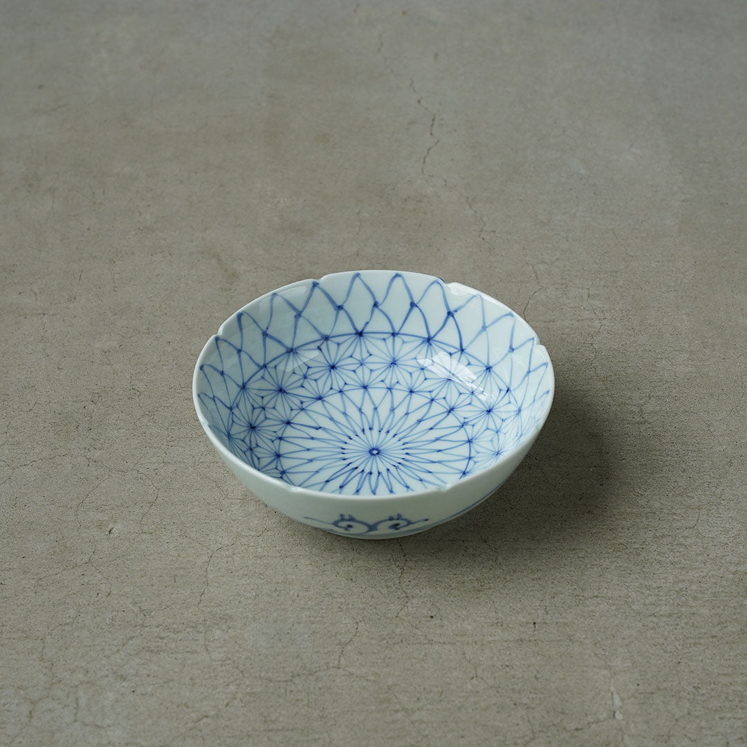 Keizan Kiln Sometsuke Amime Asanoha 5-inch Bowl (Namashizara)
