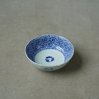 渓山窯 染付蛸唐草松竹梅5寸鉢(なます皿)