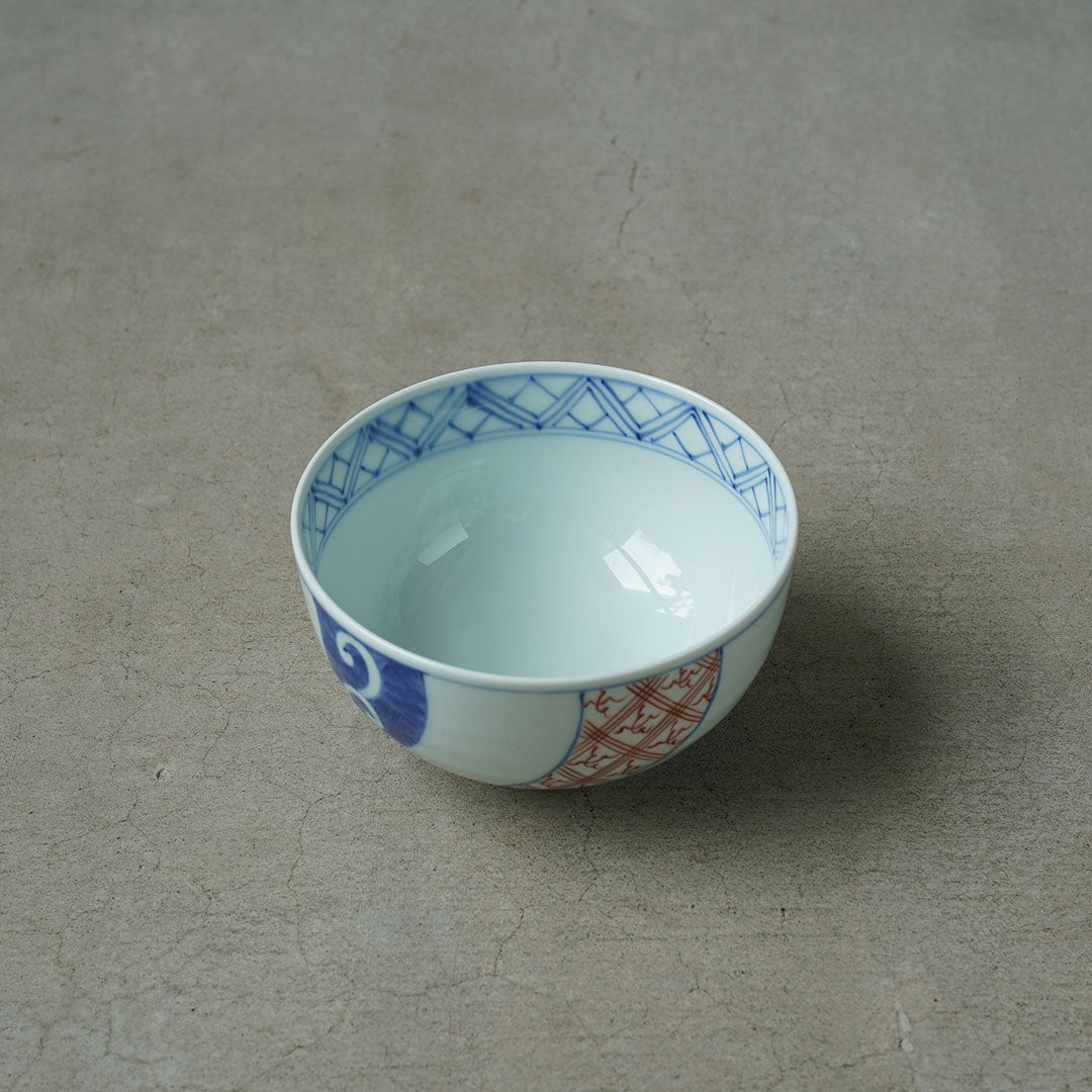 渓山窯 染錦祥瑞4.7寸段入丼