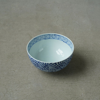 渓山窯 染付蛸唐草4.7寸段入丼