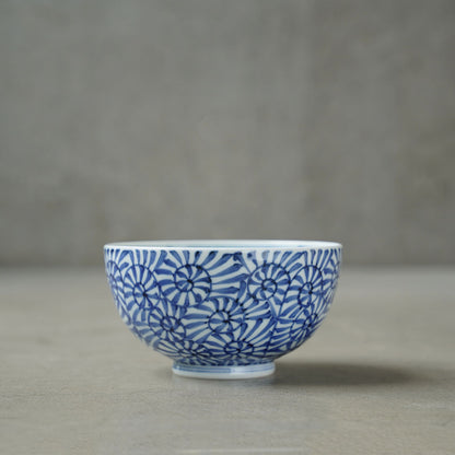 渓山窯 染付蛸唐草4.7寸段入丼