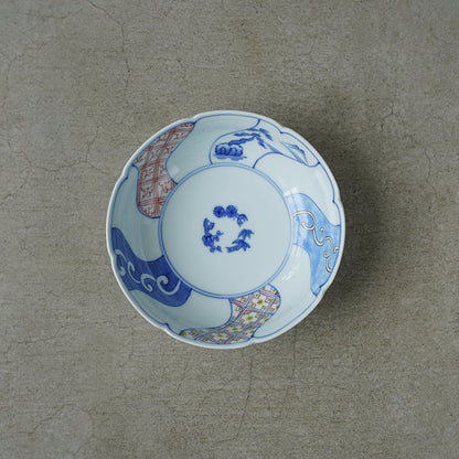 渓山窯 染錦捻祥瑞5寸鉢(なます皿)