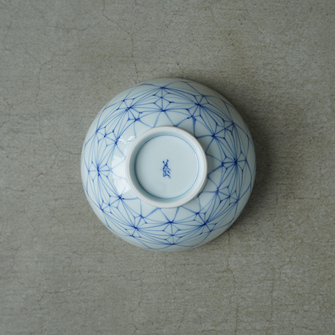 Keizan Kiln Sometsuke Ameno 麻-no-Ha 4.7-inch Stepped Donburi