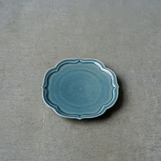 嘉泉窯 瑠璃地四稜四寸半小皿