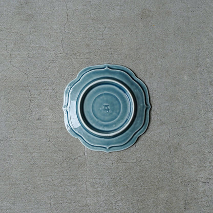 嘉泉窯 瑠璃地四稜四寸半小皿
