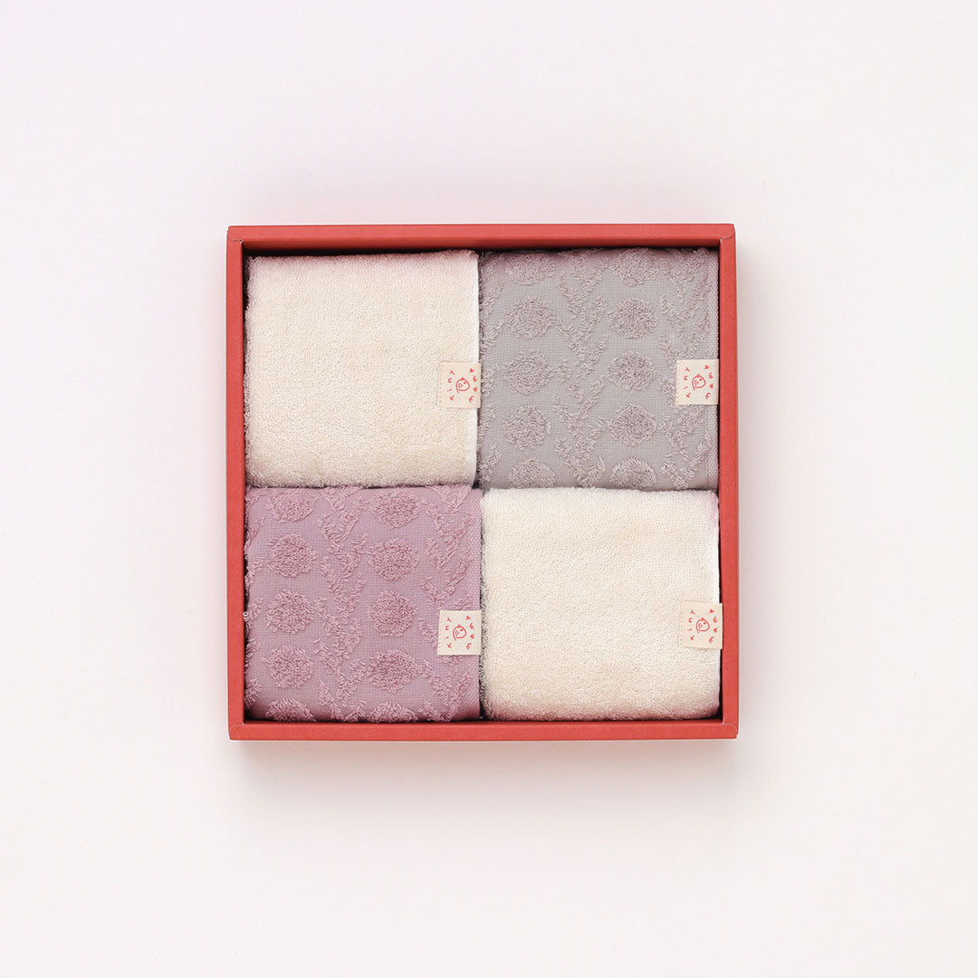 tinymame 【GIFTセット】ウォッシュタオル 4枚セット play/feel (pink/beige/natural)