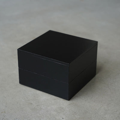 土直漆器×アメノイエ　重箱150×150mm 2段　黒