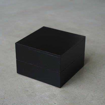 土直漆器×アメノイエ　重箱150×150mm 2段　黒