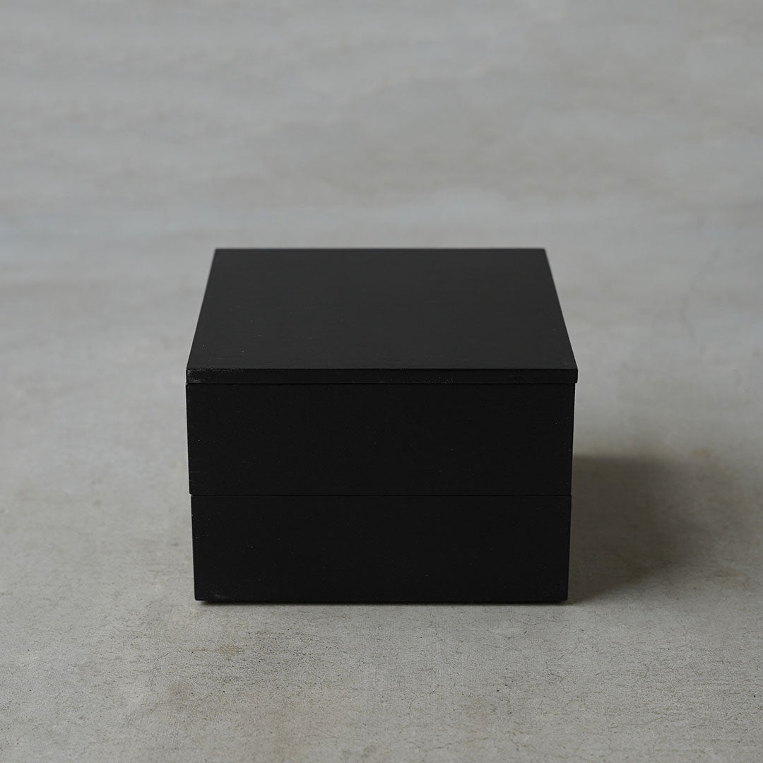 土直漆器×アメノイエ　重箱150×150mm 2段　黒