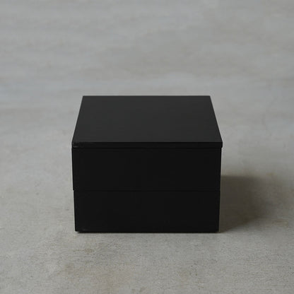 土直漆器×アメノイエ　重箱150×150mm 2段　黒